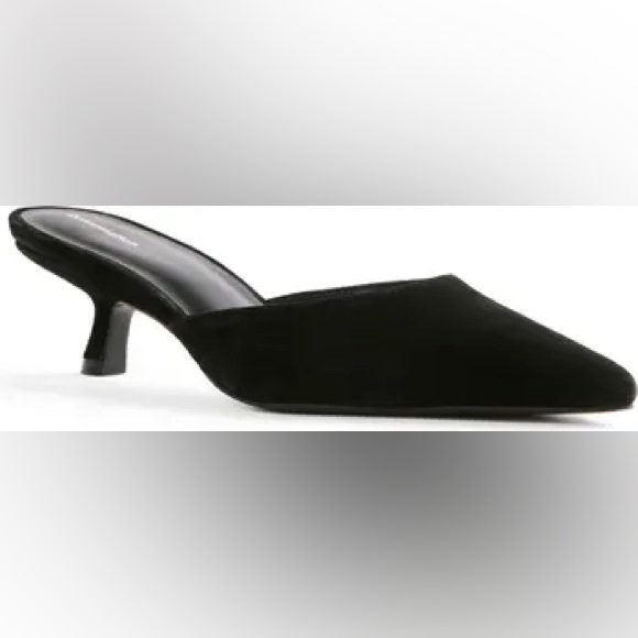 Reformation Wilda Pointed Toe Kitten Mule Slide Black Suede Sz 10 - Picture 15 of 16